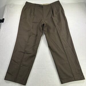 Principe Italy Men Brown Wool Cashmere Pleated Cuffed Dress Pants 42 x 30